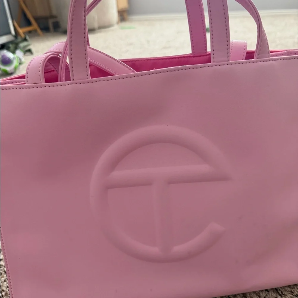 Telfar Pastel Pink Shopping Tote with Embossed Logo